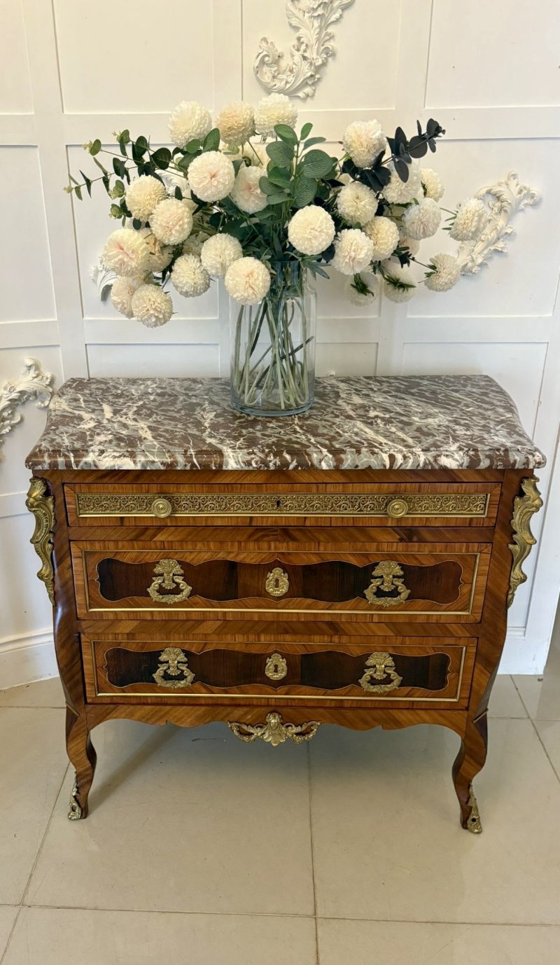 Outstanding Quality Antique Victorian French Marble Top Commode Chest of Drawers - Image 8